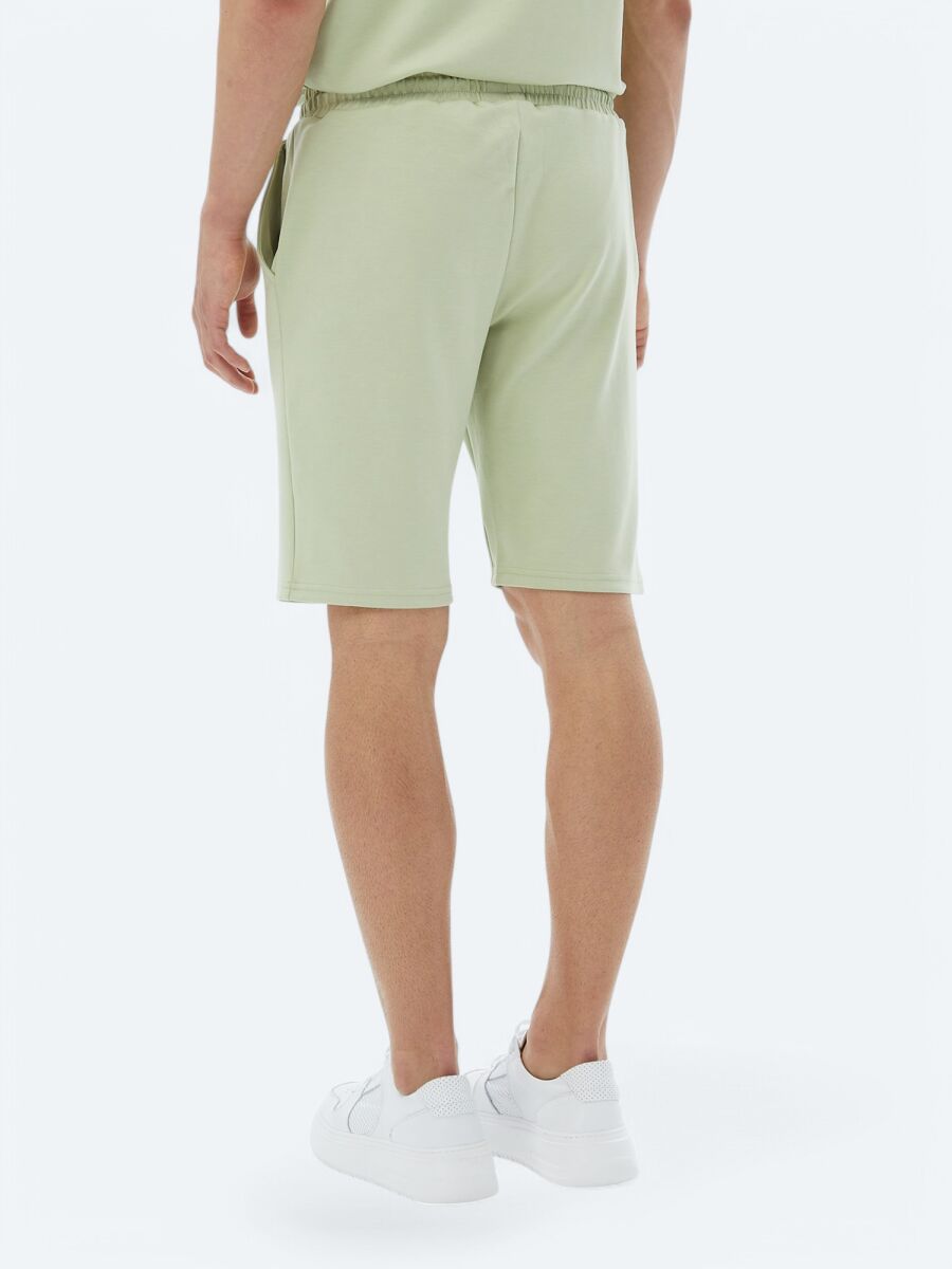 Light Green Knitting Jogging Fit Casual Bermuda - 5