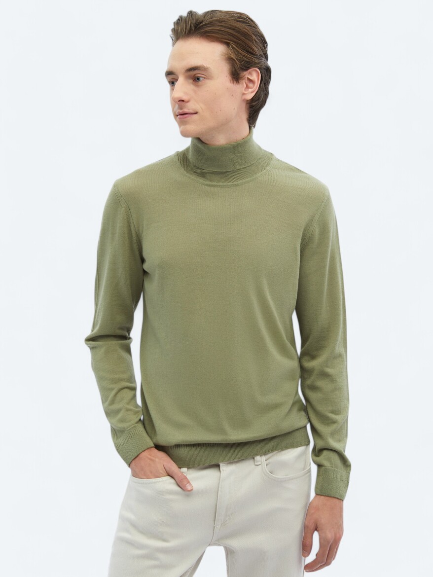 Light Green Knitwear Sweatshirt - 1