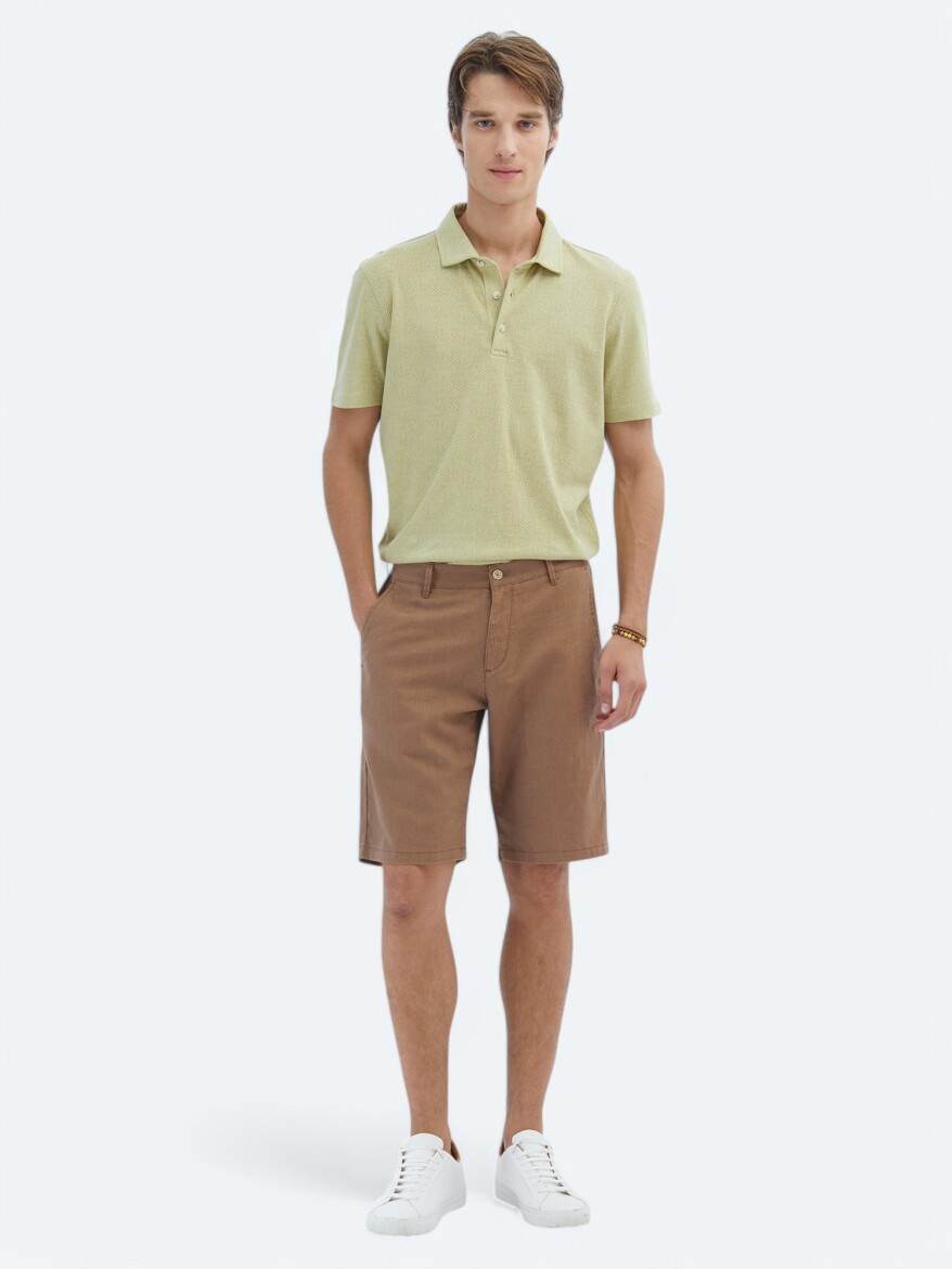 Limon Küfü Desenli Polo Yaka Pamuk Karışımlı T-Shirt - KİP