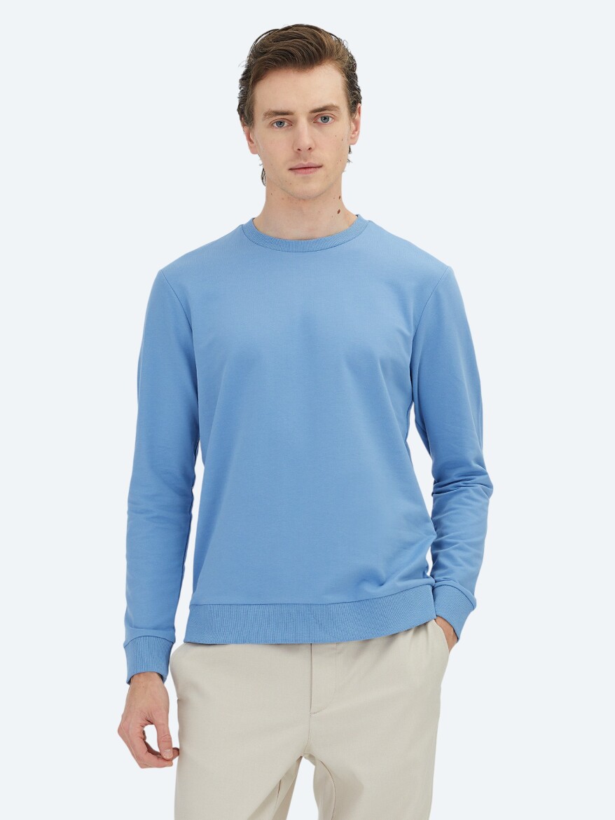 Mavi Bisiklet Yaka Sweatshırt - KİP