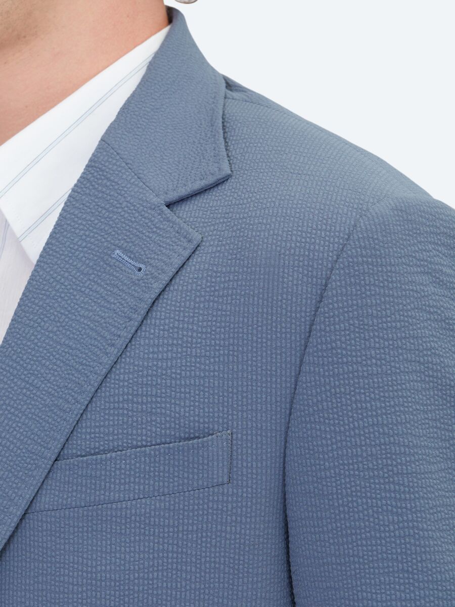 Mavi Çizgili Modern Fit Takım Elbise - 4