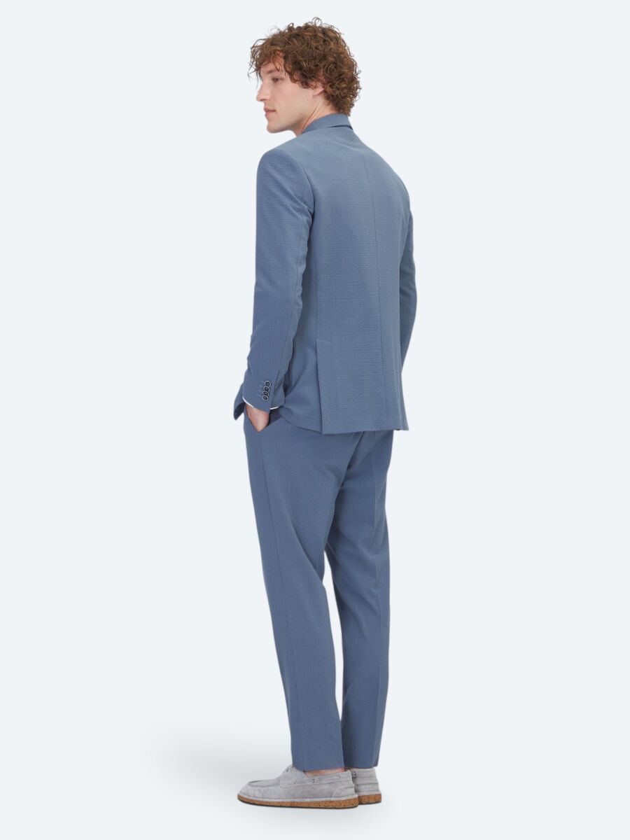 Mavi Çizgili Modern Fit Takım Elbise - 5