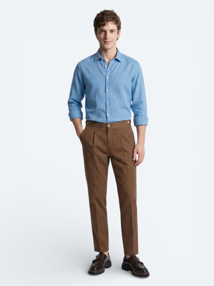 Mavi Düz Regular Fit Dokuma Casual %100 Pamuk Gömlek - 2