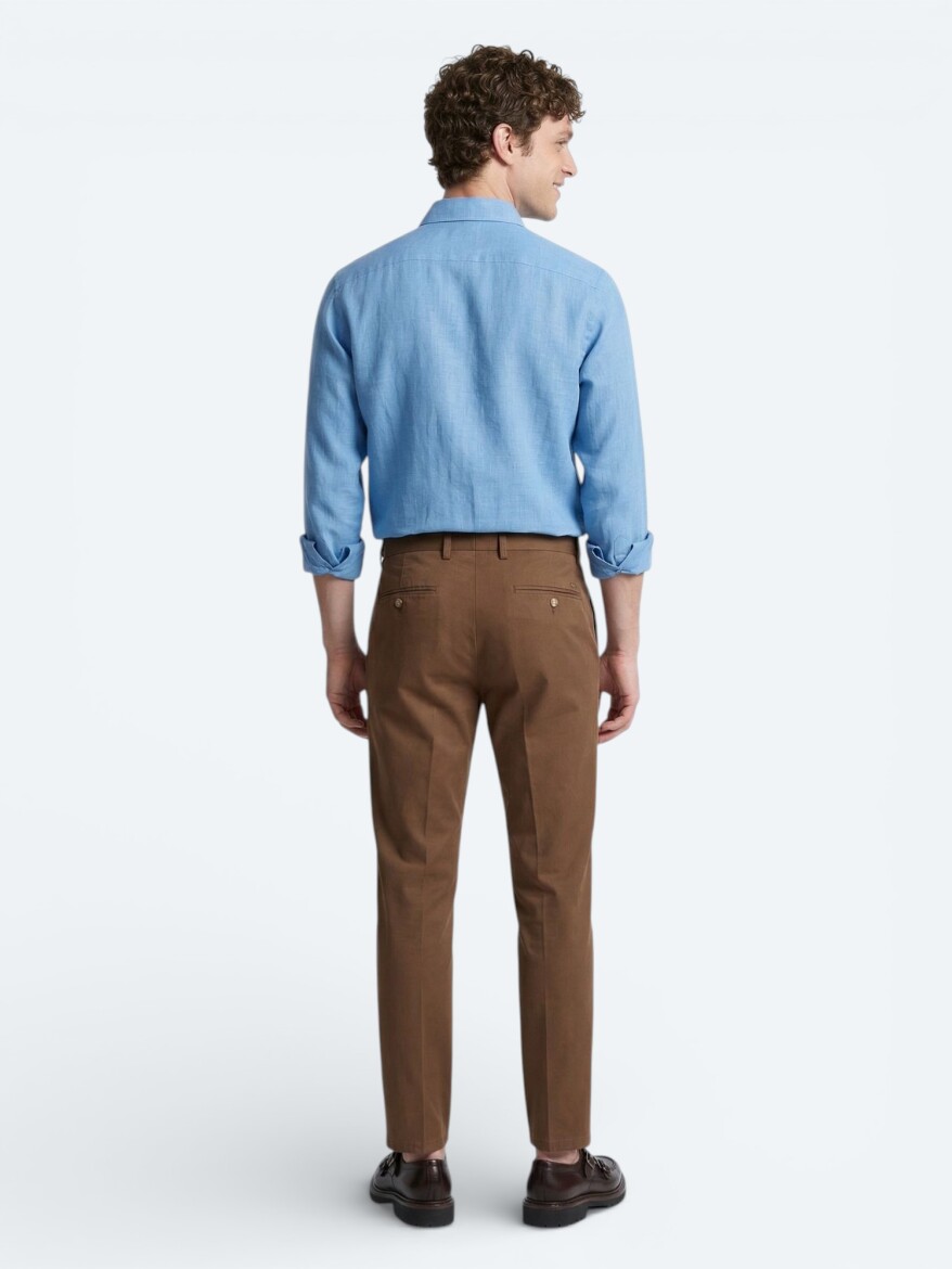 Mavi Düz Regular Fit Dokuma Casual %100 Pamuk Gömlek - 5