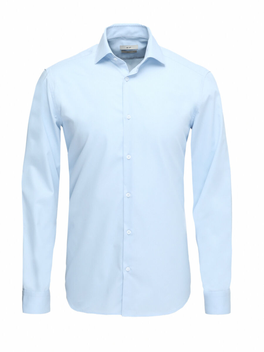 Mavi Düz Regular Fit Dokuma Klasik Pamuk Karışımlı Gömlek - 1