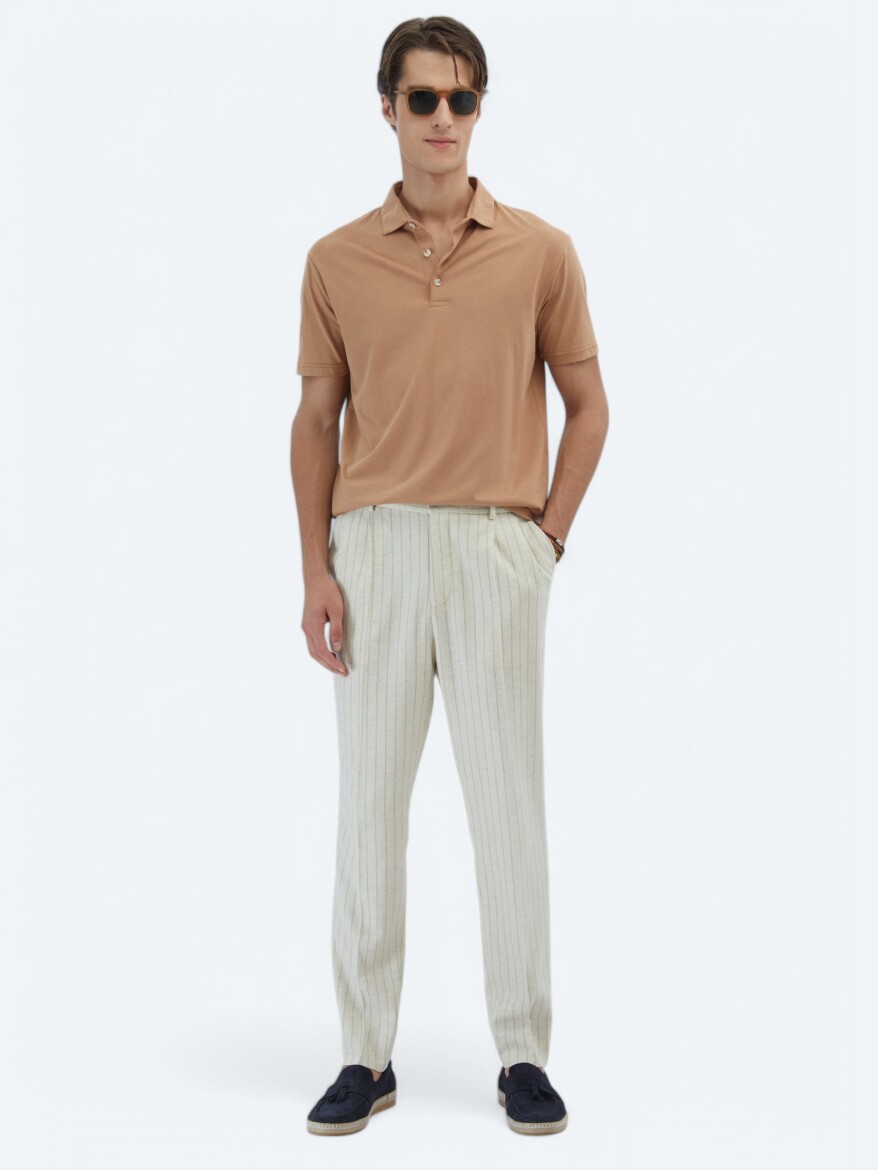 Mink Plain Polo Neck 100% Cotton T-Shirt - KİP