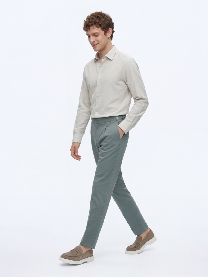 Mint Düz Dokuma Regular Fit Casual Pamuk Karışımlı Pantolon - 4