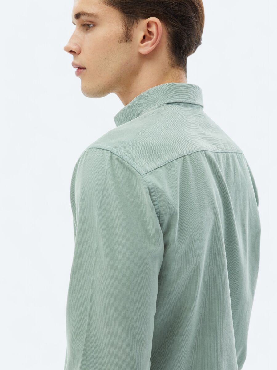 Mint Ribbed Regular Fit Weaving Casual 100% Cotton Shirt - 6