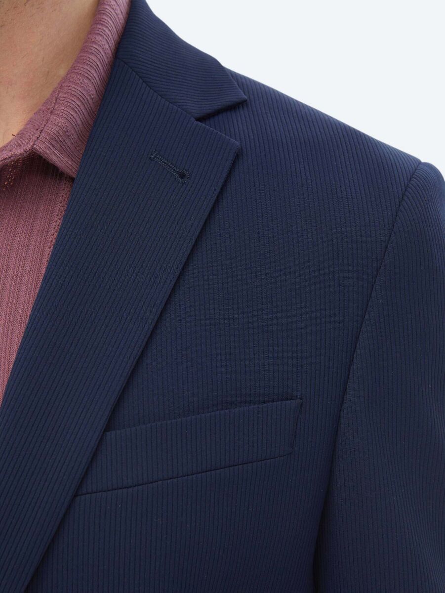 Navy Blue Patterned Regular Fit Jacket - 7