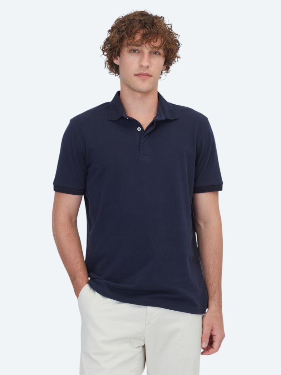 Navy Blue Plain 100% Cotton T-Shirt - 1