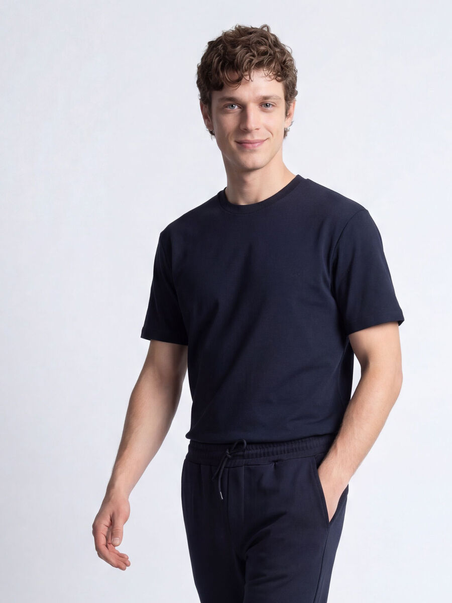 Navy Blue Plain T-Shirt - 1