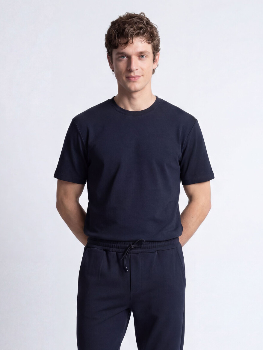 Navy Blue Plain T-Shirt - 3