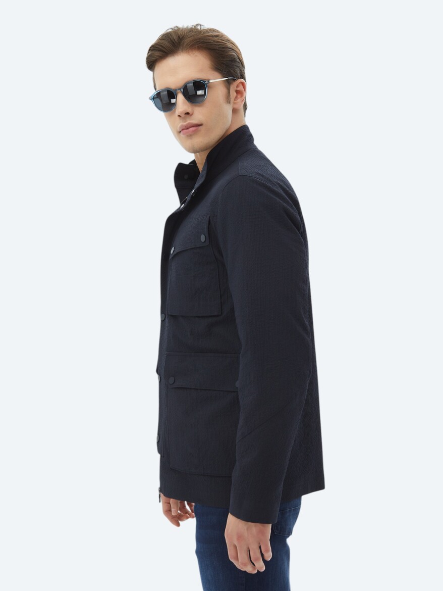 Navy Blue Regular Fit Lightweight Jacket - 6
