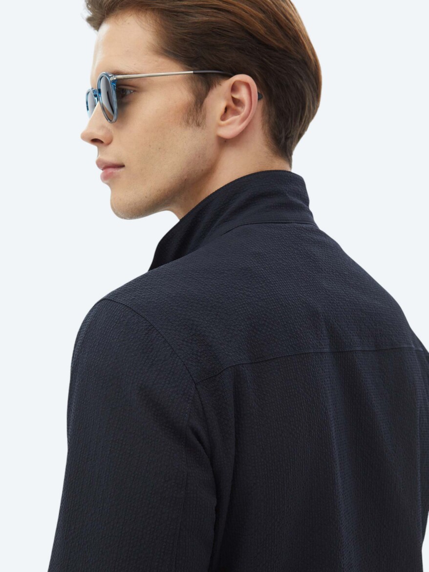 Navy Blue Regular Fit Lightweight Jacket - 9