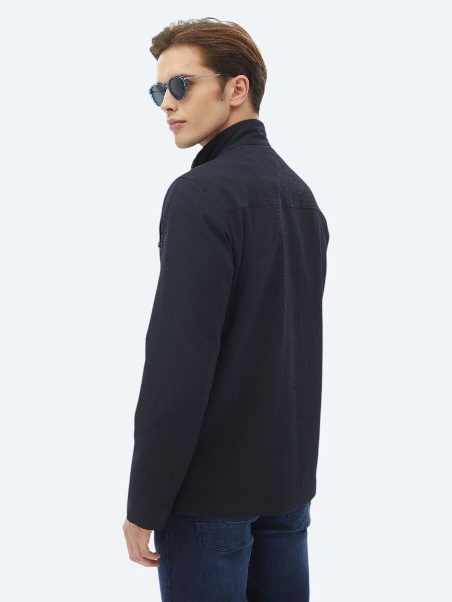 Navy Blue Regular Fit Lightweight Jacket - 10