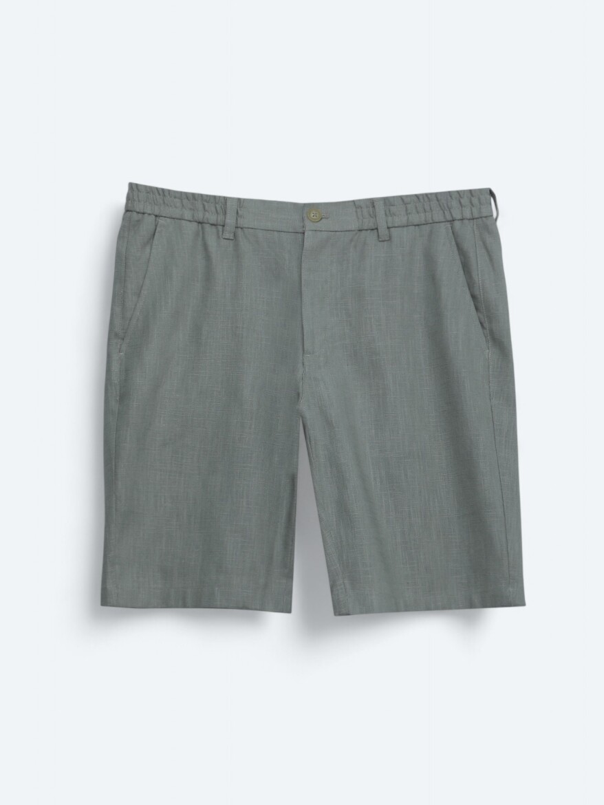 Nile Green Weaving Jogging Fit Casual Cotton Blended Bermuda - 5