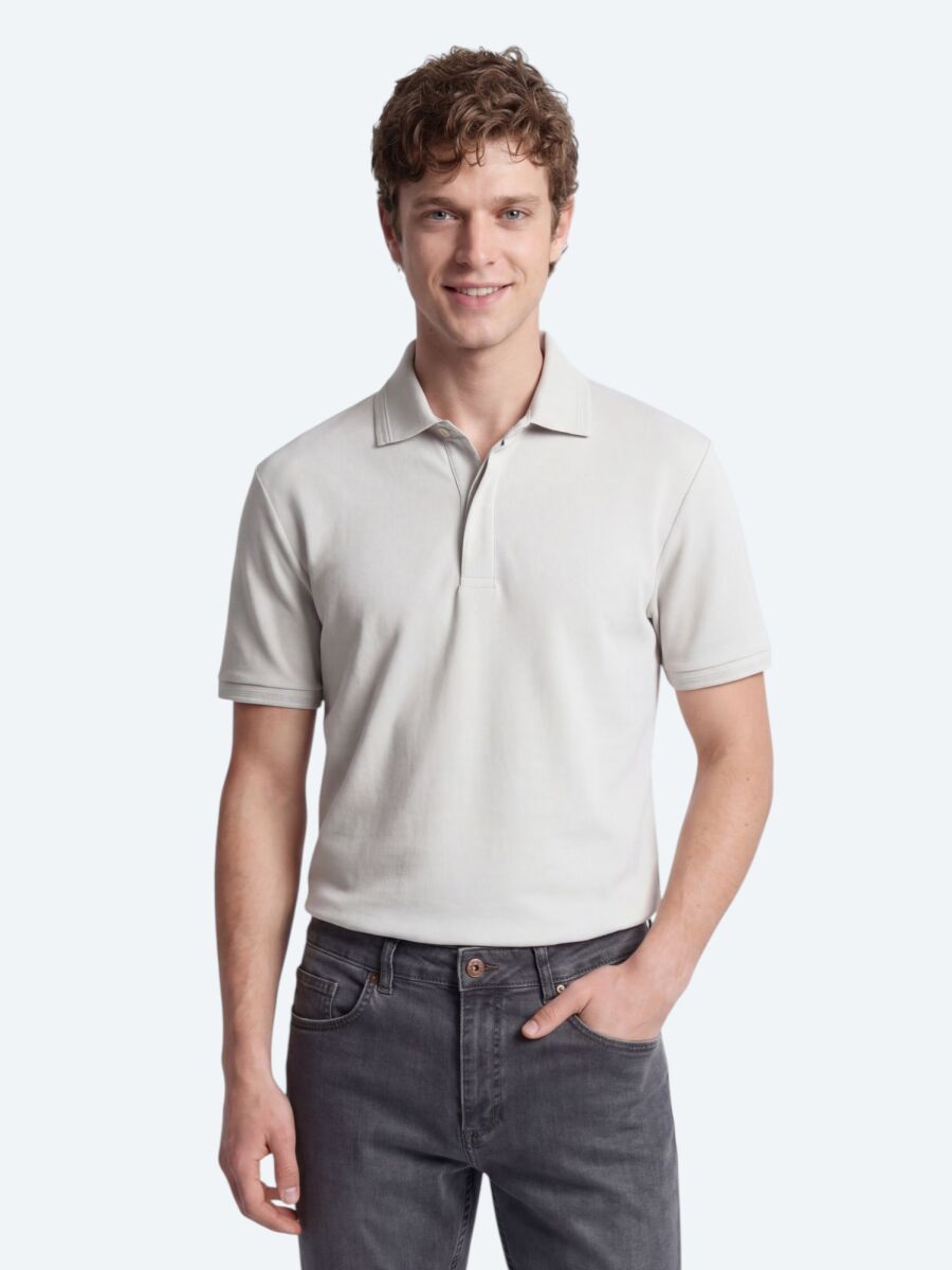 Off White Plain 100% Cotton T-Shirt - 1