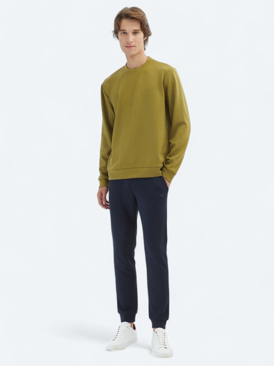 Oil Green Crew Neck Sweatshirt 