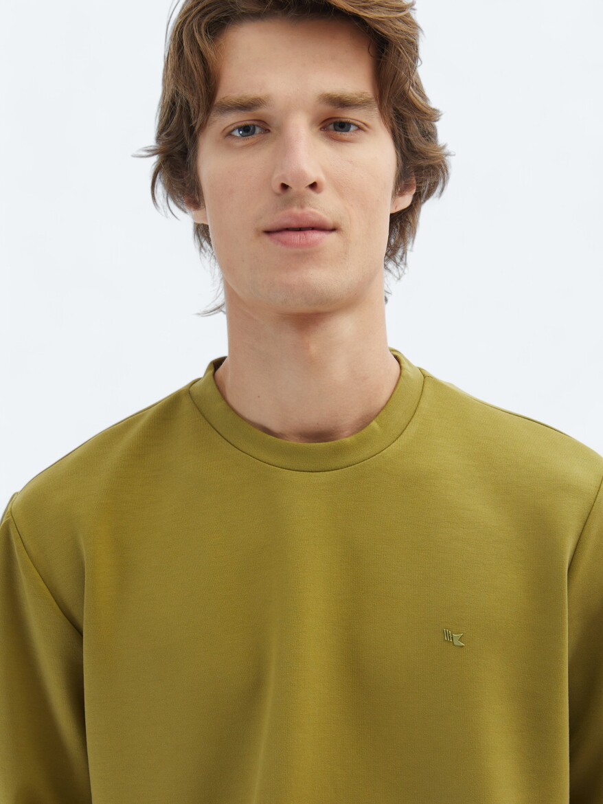 Oil Green Crew Neck Sweatshirt - 4