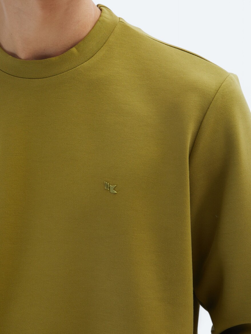 Oil Green Crew Neck Sweatshirt - 5