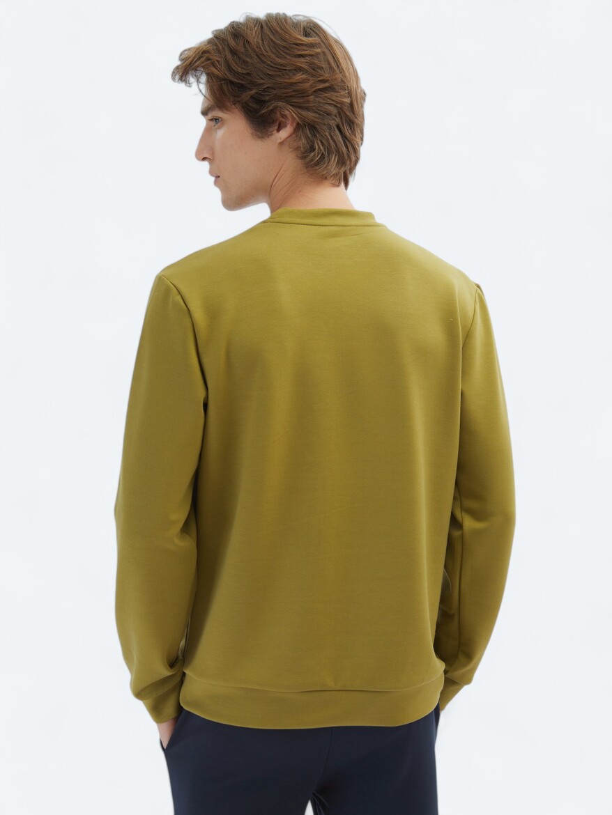Oil Green Crew Neck Sweatshirt - 6