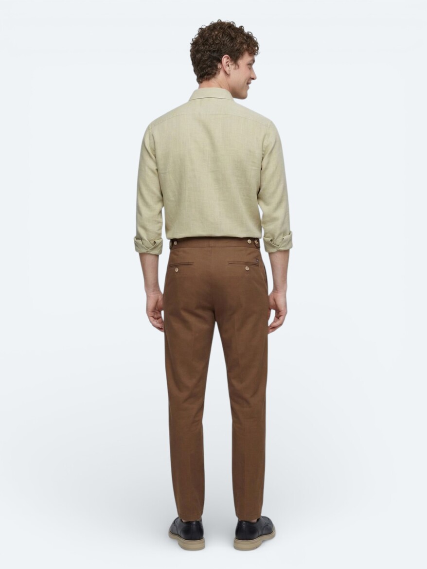 Oil Green Plain Regular Fit Weaving Casual 100% Cotton Shirt - 5