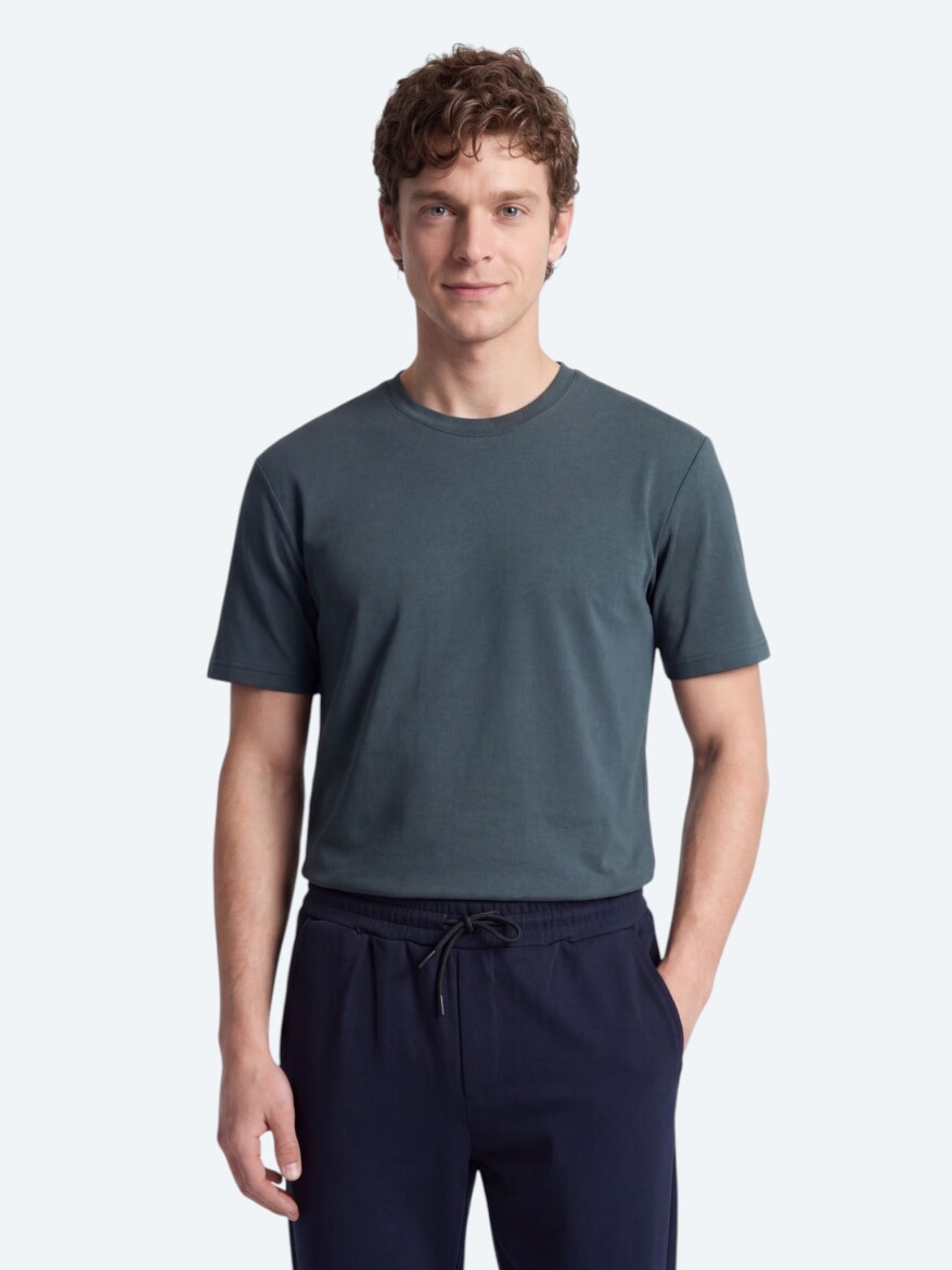 Petrol Blue Plain T-Shirt - 1