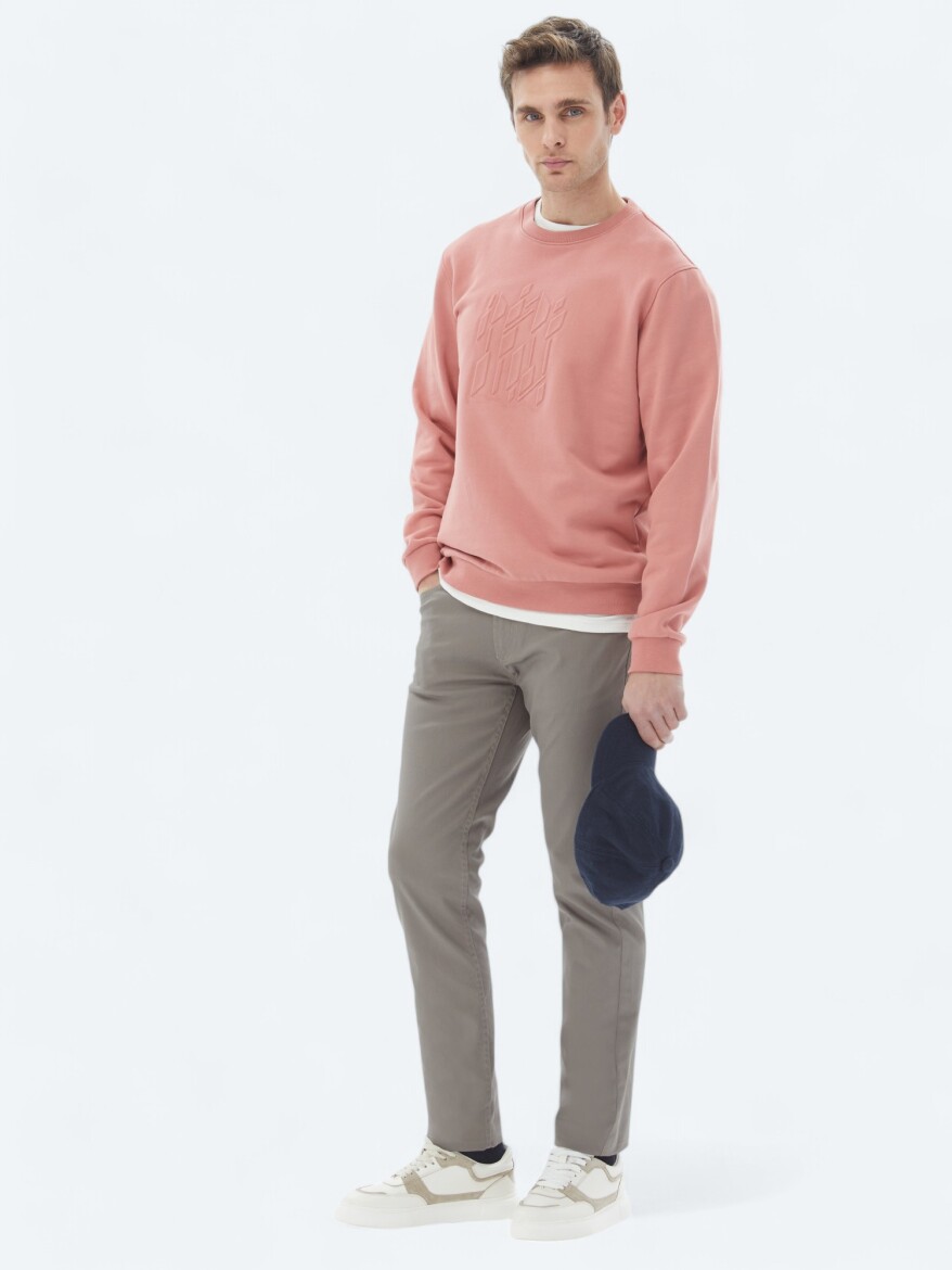 Pink Crew Neck Printed Sweatshirt - KİP