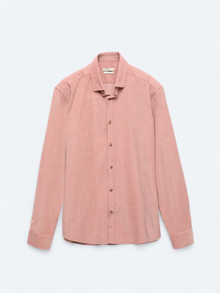 Pink Ribbed Regular Fit Weaving Casual 100% Cotton Shirt - 6