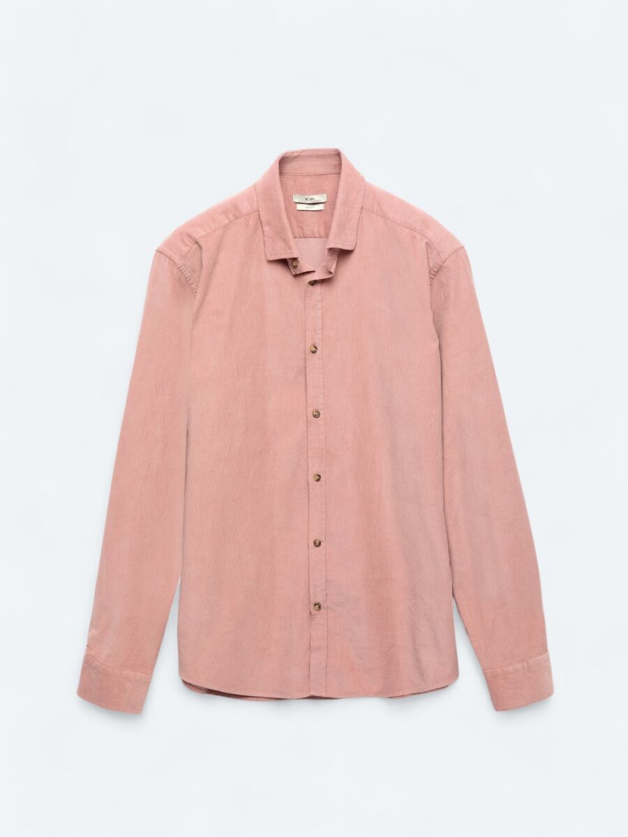 Pink Ribbed Regular Fit Weaving Casual 100% Cotton Shirt - 6