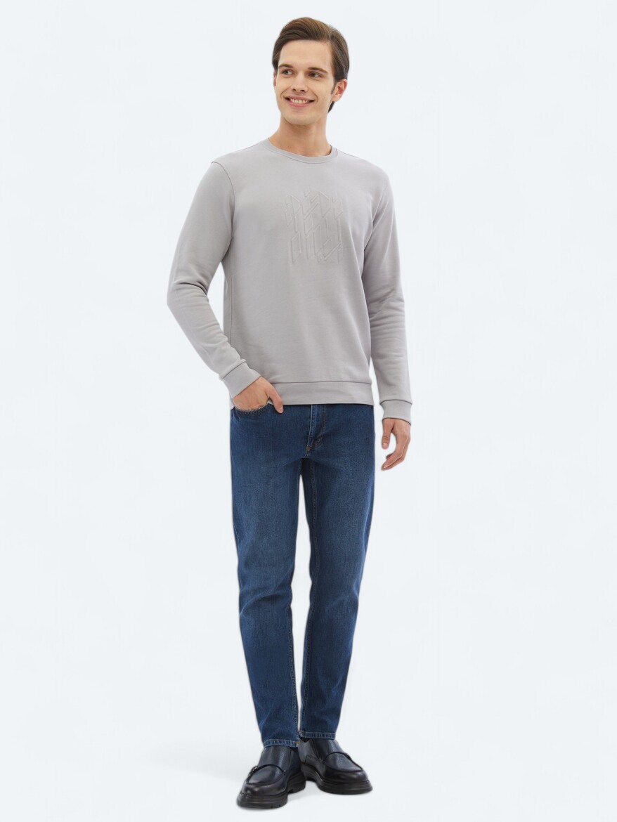 Purple Crew Neck Printed Sweatshirt - KİP