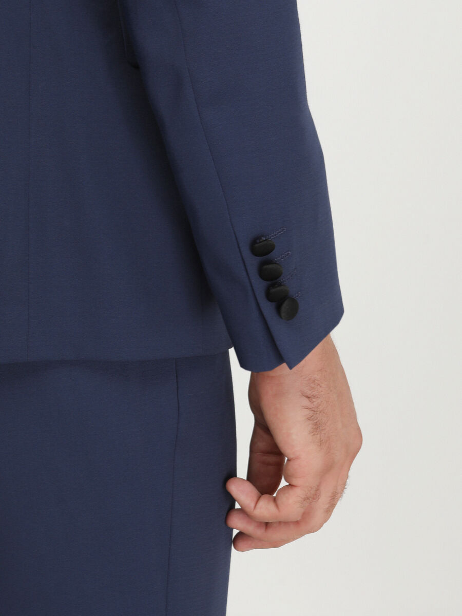 Saks Plain Slim Fit Detachable Collar Weaving Tuxedo With West - 5