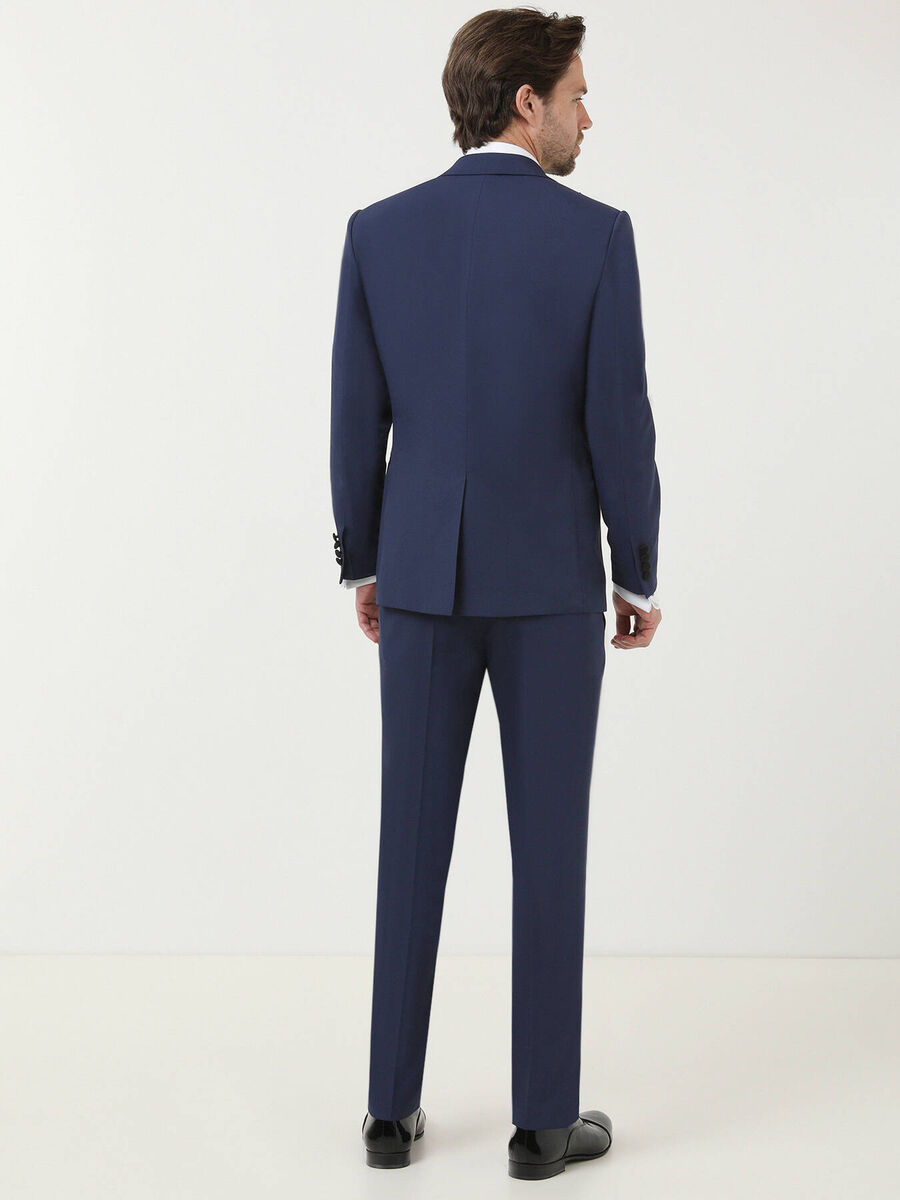 Saks Plain Slim Fit Detachable Collar Weaving Tuxedo With West - 6