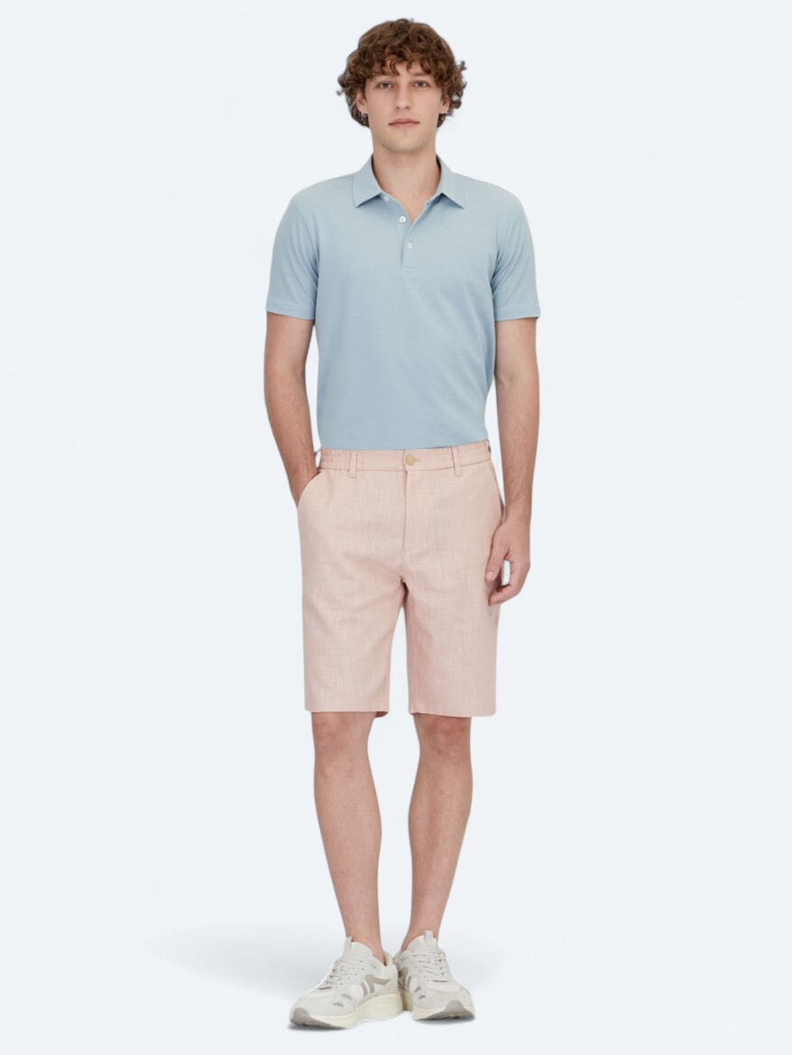 Salmon Weaving Jogging Fit Casual Cotton Blended Bermuda - 1