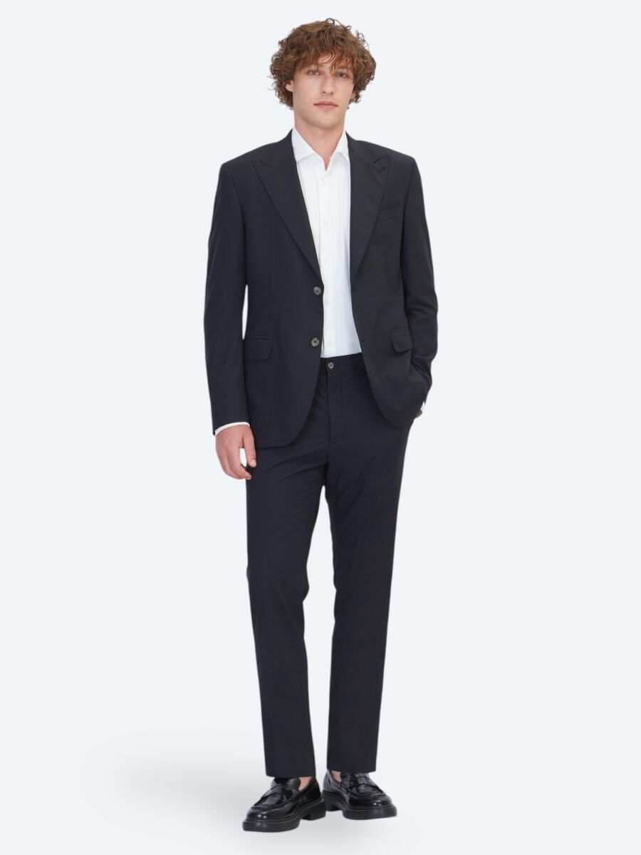 Siyah Çizgili Modern Fit Takım Elbise - 2