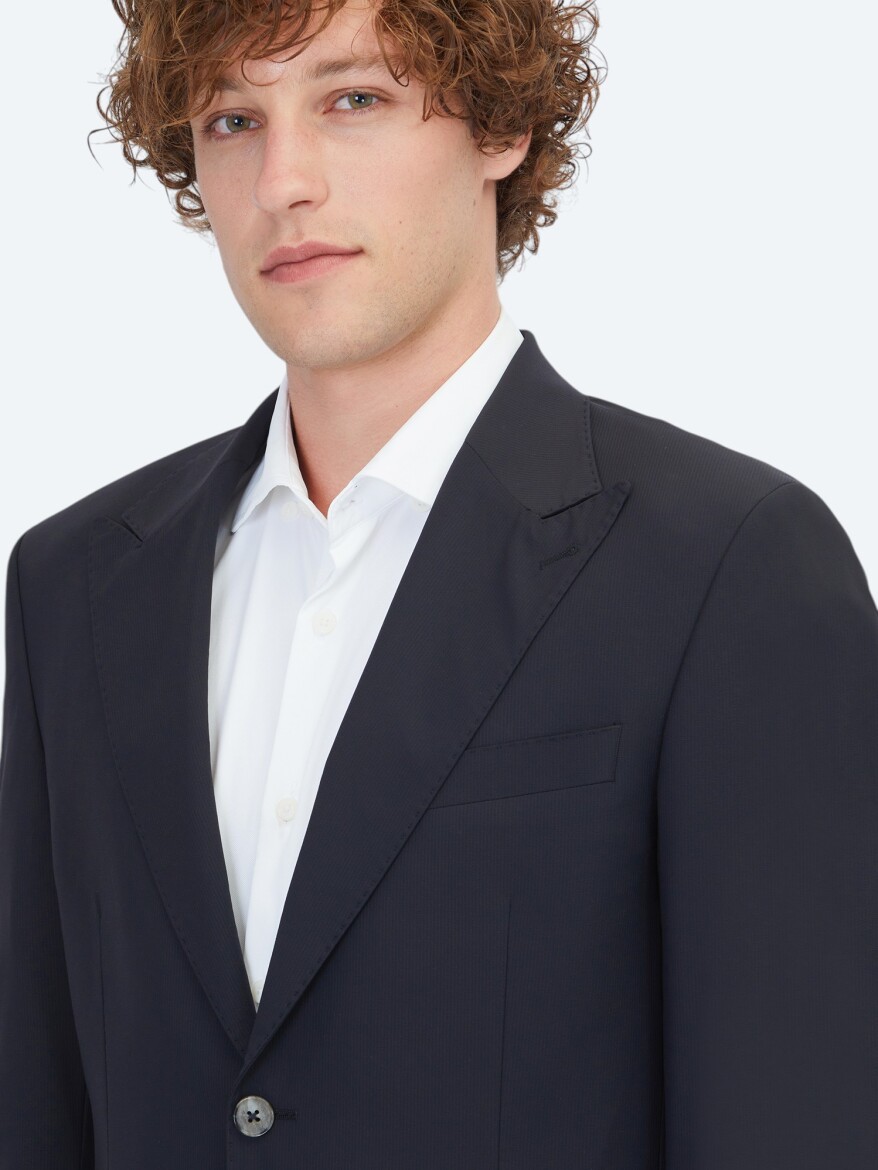 Siyah Çizgili Modern Fit Takım Elbise - 3