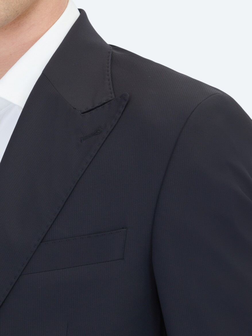 Siyah Çizgili Modern Fit Takım Elbise - 4