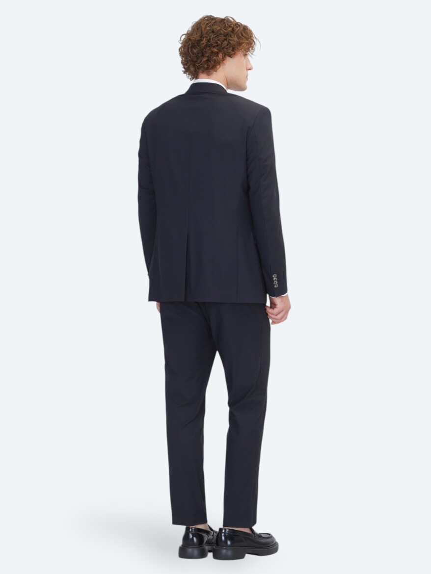 Siyah Çizgili Modern Fit Takım Elbise - 5