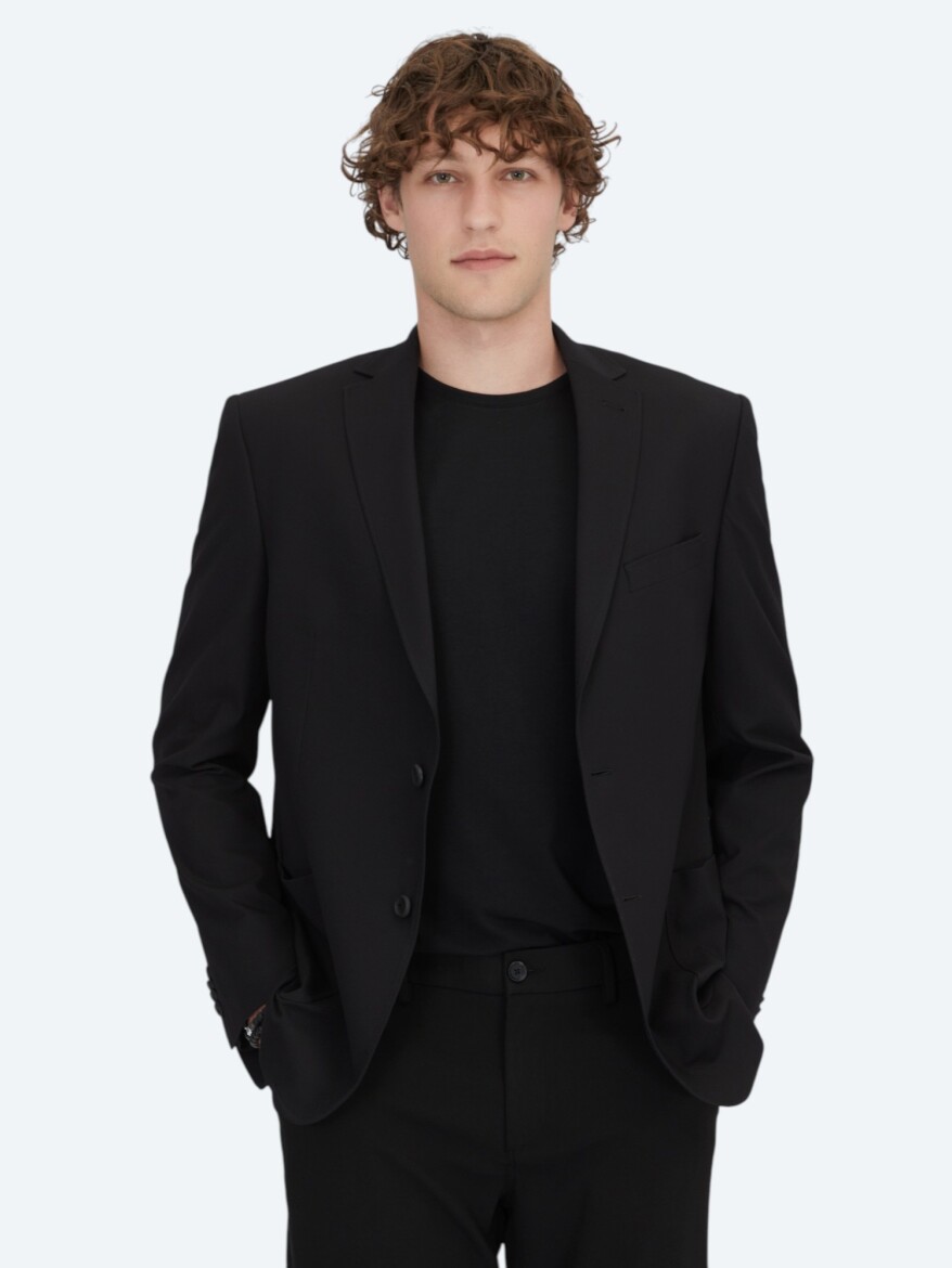 Siyah Desenli Regular Fit Ceket - KİP