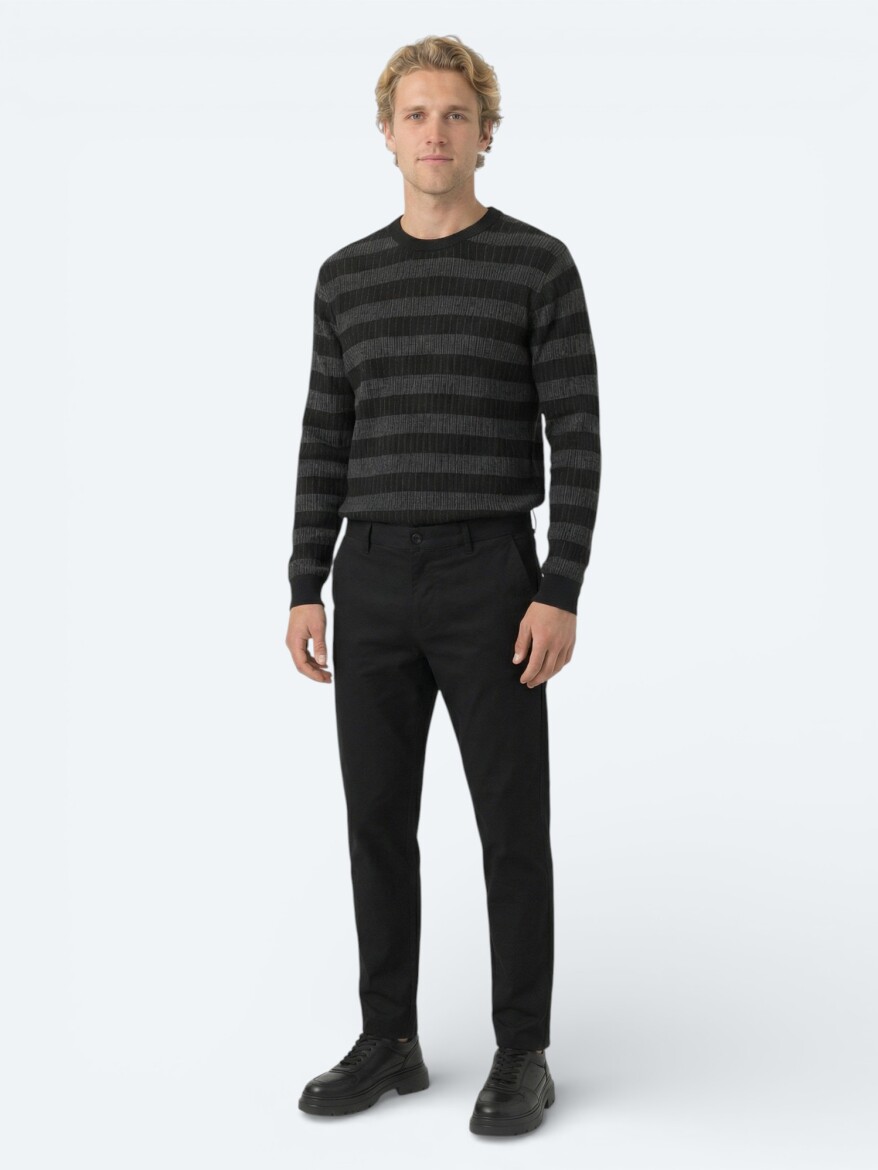 Siyah Dokuma Jogging Fit Casual Pantolon - KİP