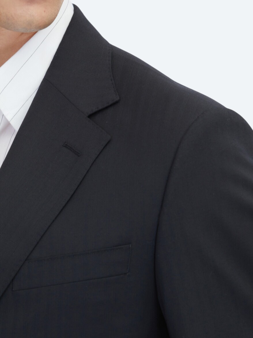 Siyah Modern Fit %100 Yün Takım Elbise - 4