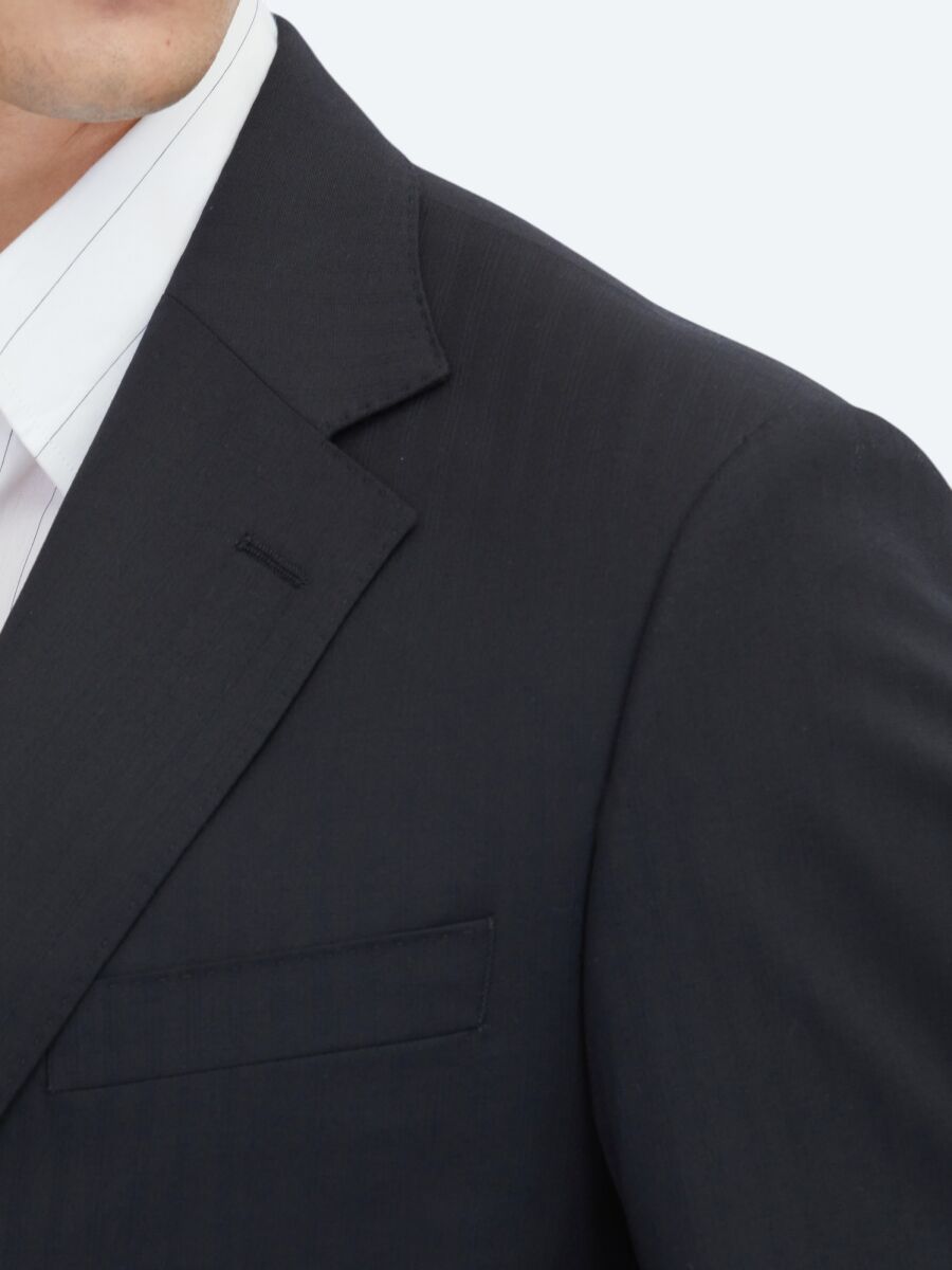 Siyah Modern Fit %100 Yün Takım Elbise - 4