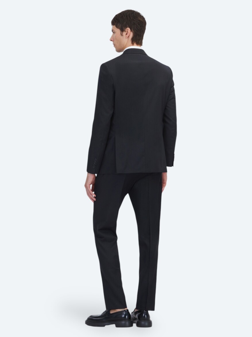 Siyah Modern Fit %100 Yün Takım Elbise - 5