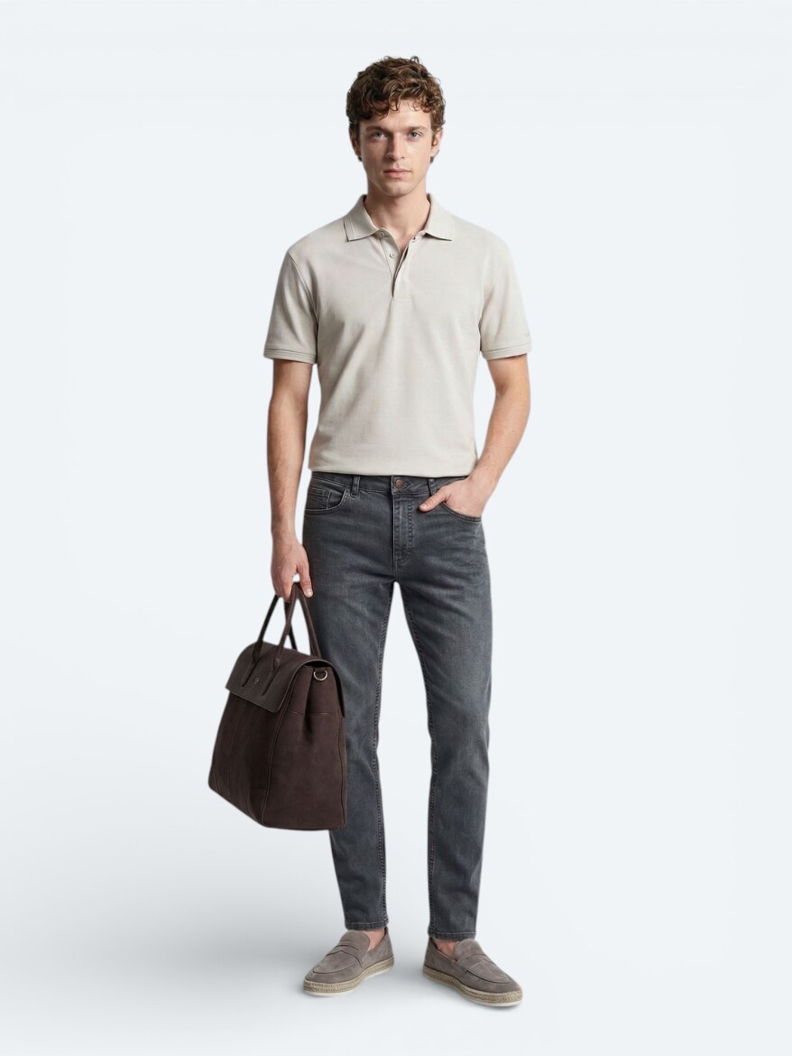 Stone Plain 100% Cotton T-Shirt - 3