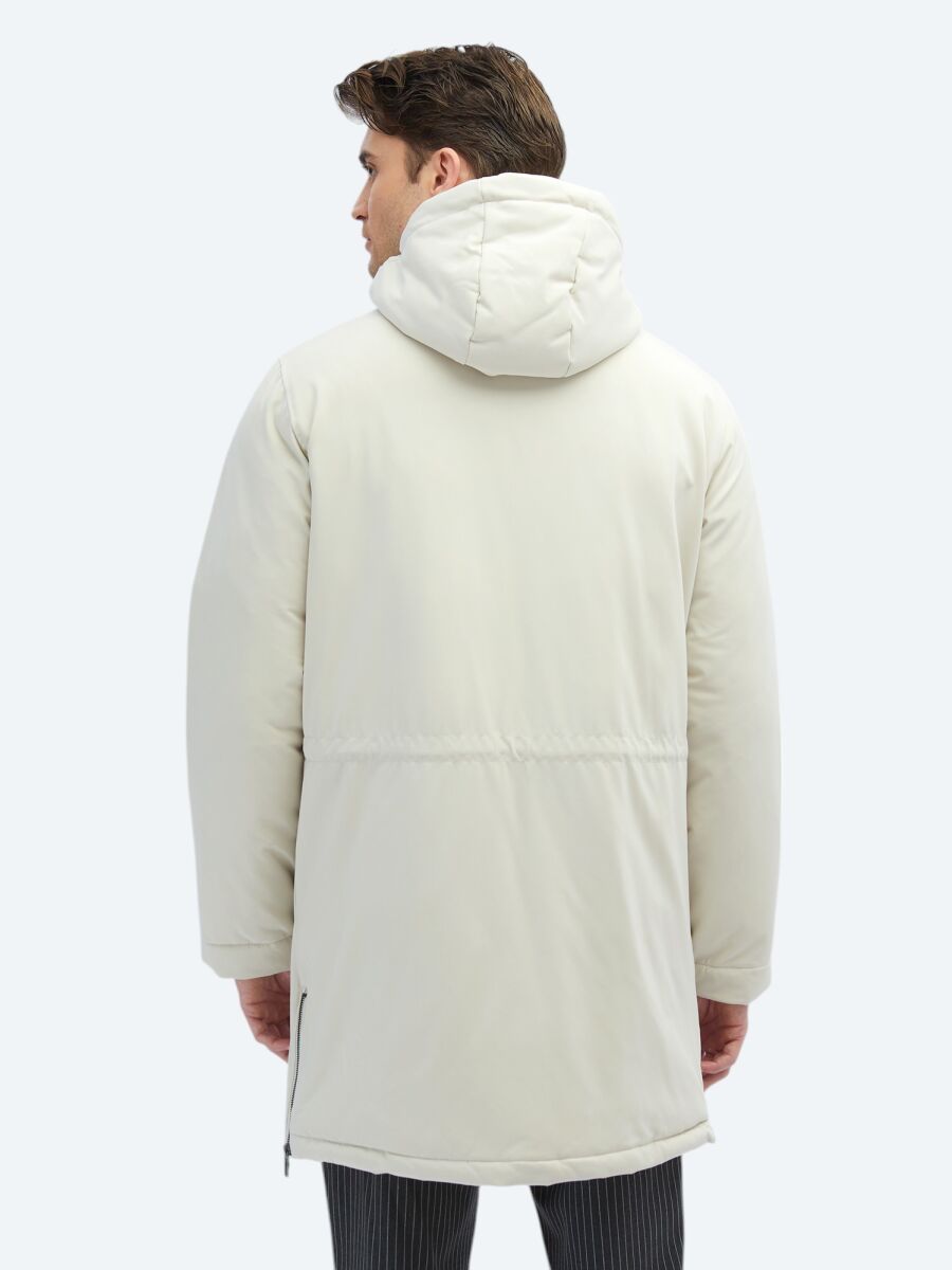 Taş Comfort Fit Kapüşonlu Casual Dokuma Kaban - 10