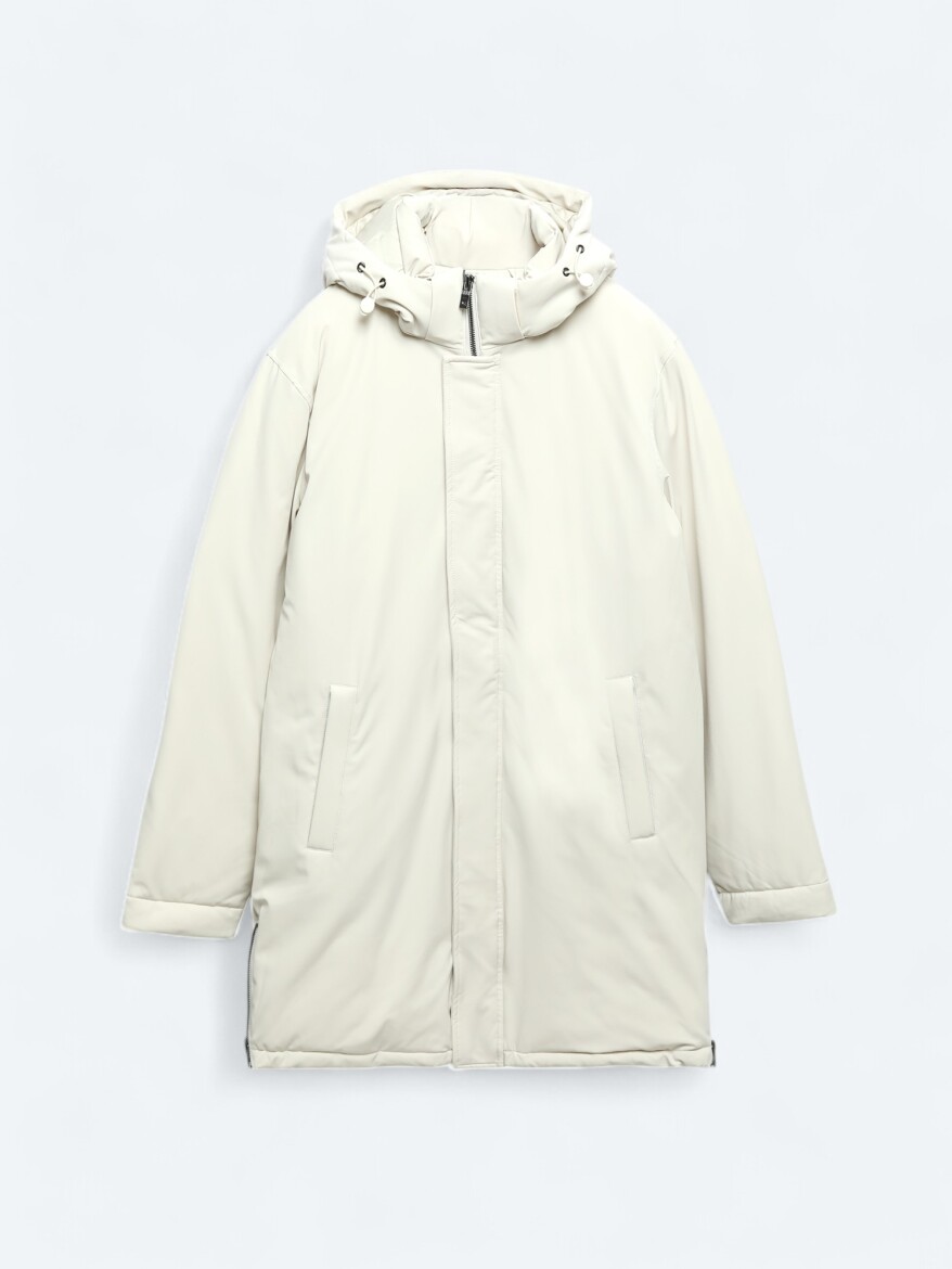 Taş Comfort Fit Kapüşonlu Casual Dokuma Kaban - 11