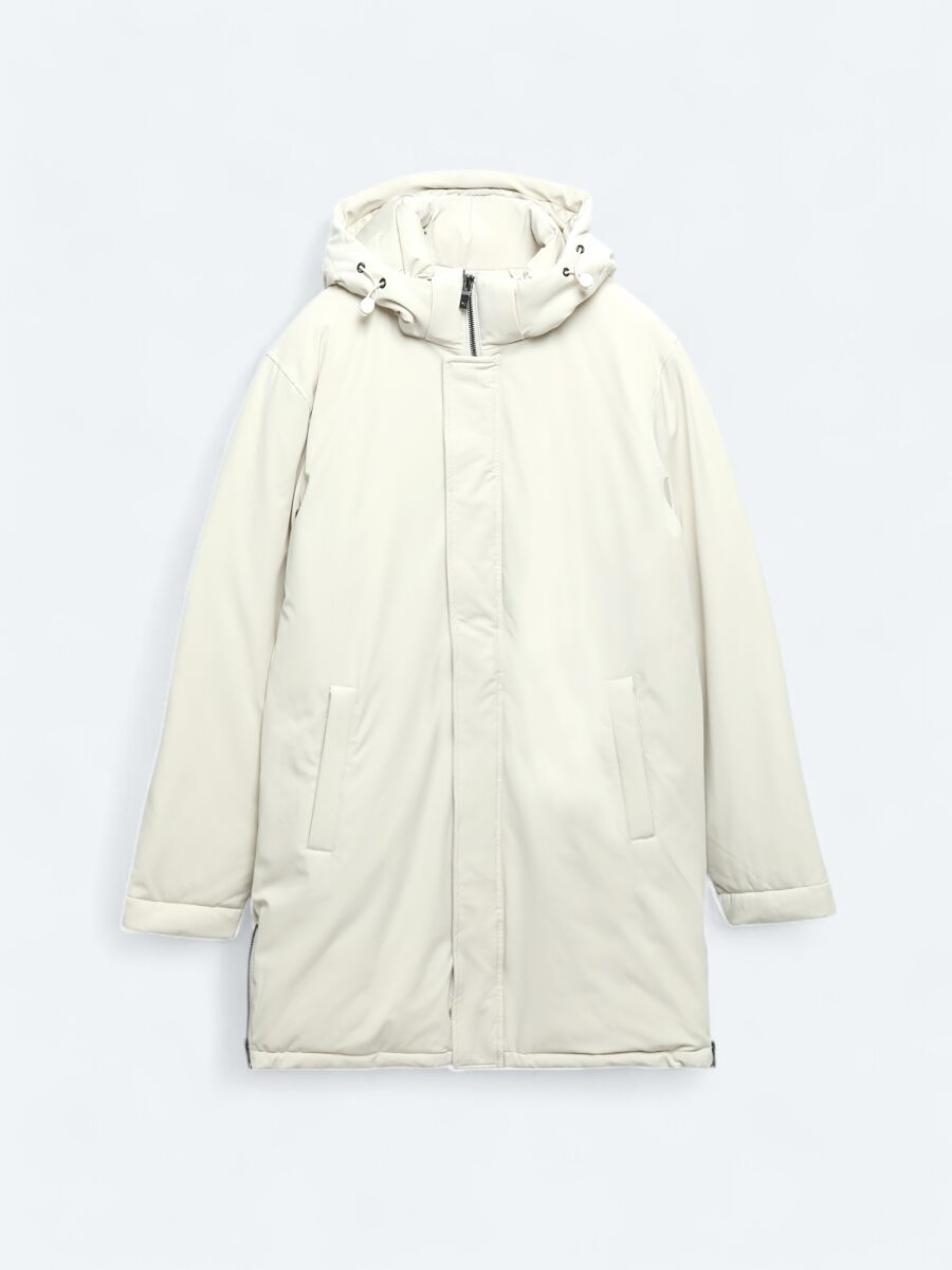 Taş Comfort Fit Kapüşonlu Casual Dokuma Kaban - 11