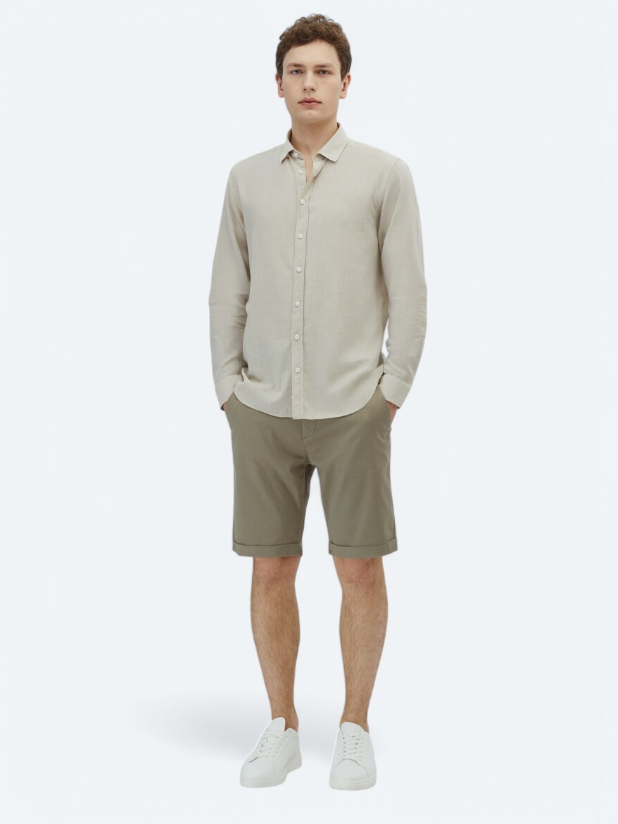 Taş Düz Regular Fit Dokuma Casual %100 Pamuk Gömlek - KİP