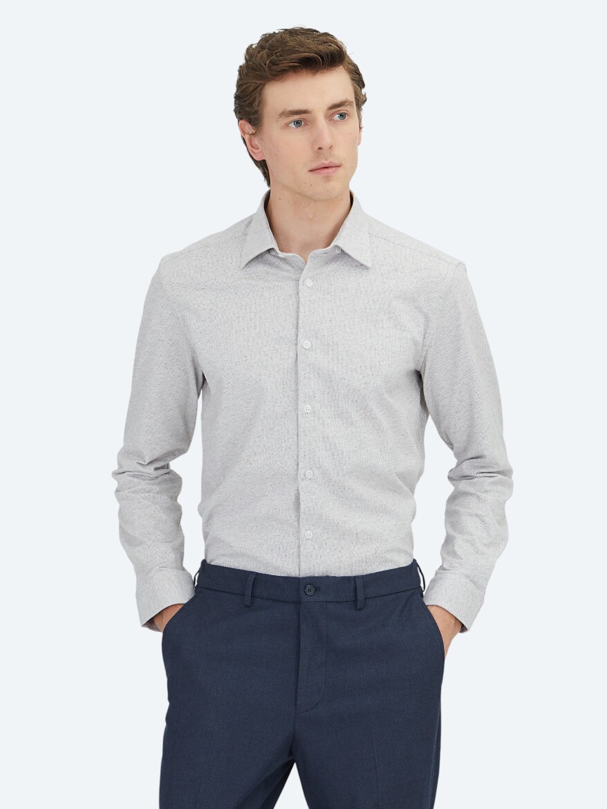 Vizon Çizgili Regular Fit Dokuma Casual %100 Pamuk Gömlek - KİP