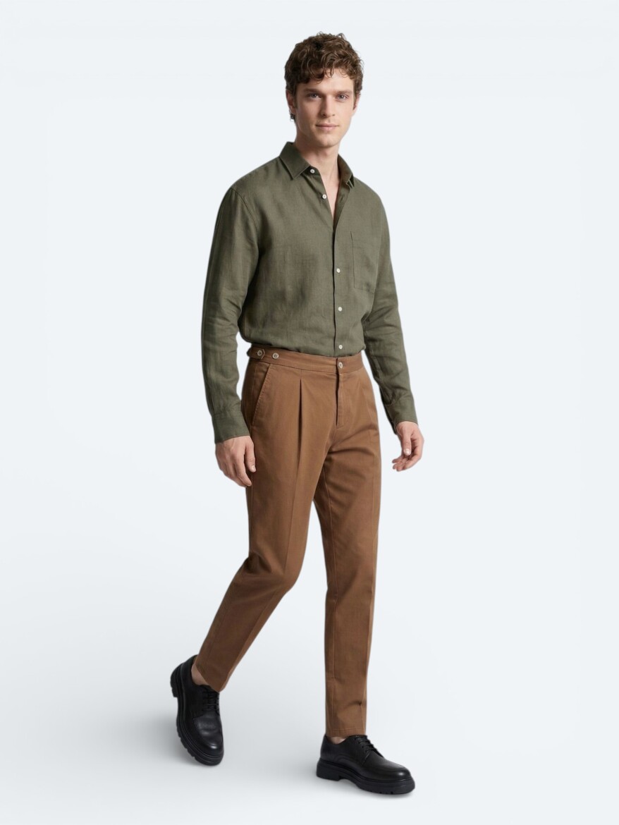 Vizon Düz Dokuma Regular Fit Casual Pamuk Karışımlı Pantolon - 8